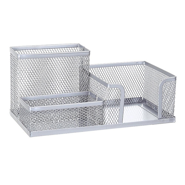Organizer Multifunktionell metallpenna Desktop Organizer Hållare för kontorsmaterial silver