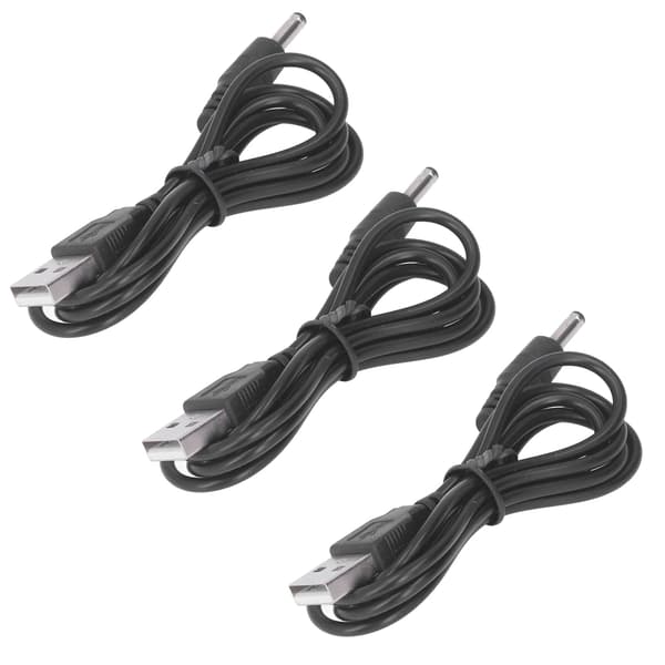 3-pak USB-strømkabel 3,5x1,35 mm DC 5V til ventilator, telefon, højttaler
