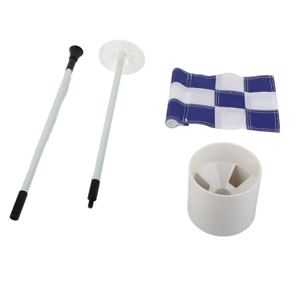 Bärbar 3ft Golf Flagstick Hål Kopp Set 2 Delar Blå Vit Rutig Design Inomhus Utomhus