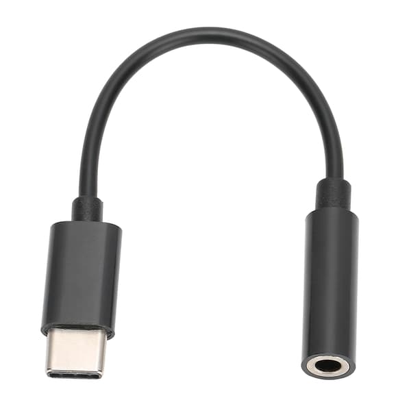 USB C til 3.5mm Aux Audio Jack Adapter Hovedtelefonkabel Sort