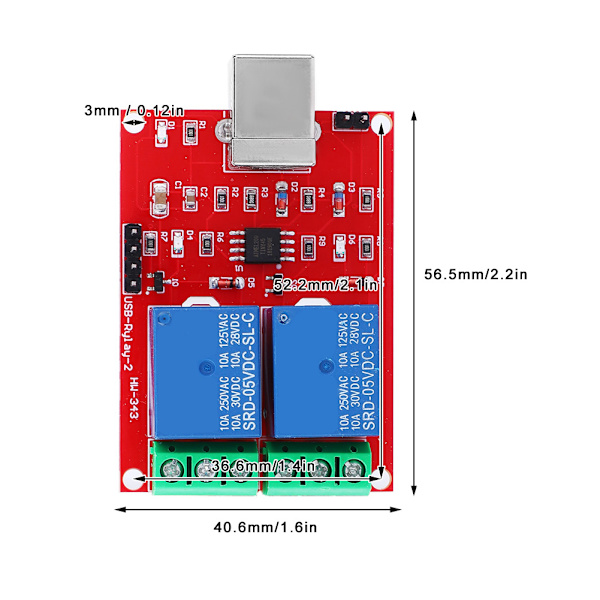 5V 2-kanals USB-relämodul för PC-dator Smart kontroll