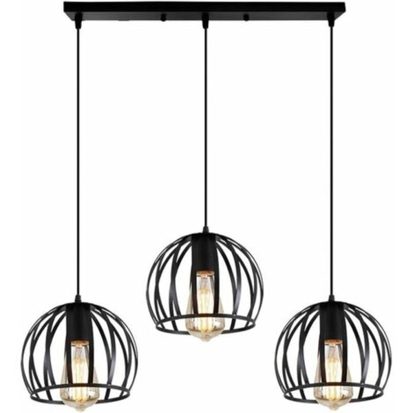 Industriell design taklampa i form av en metallbur, ljuskrona med 3 lampskärm för vardagsrum, sovrum, matsal