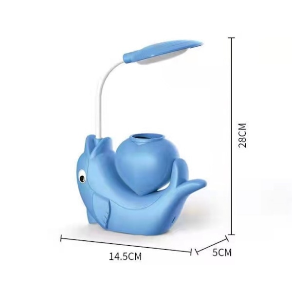 Sarjakuva Creative latausaseman lamppu Opiskelijan lapsen LED-pöytälamppu Oppimispöytälamppu Sininen