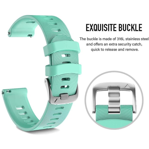 Garmin Forerunner245/645 Strap 8# Teal Green (stålspänne)