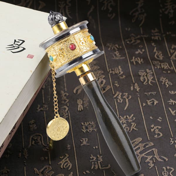 Tibetansk Buddhism Bönehjul Guld Handgjord Buddhistisk Mantra