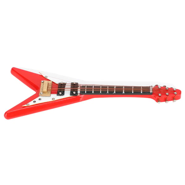 Mini V-formet guitar dekoration - Rød 10cm