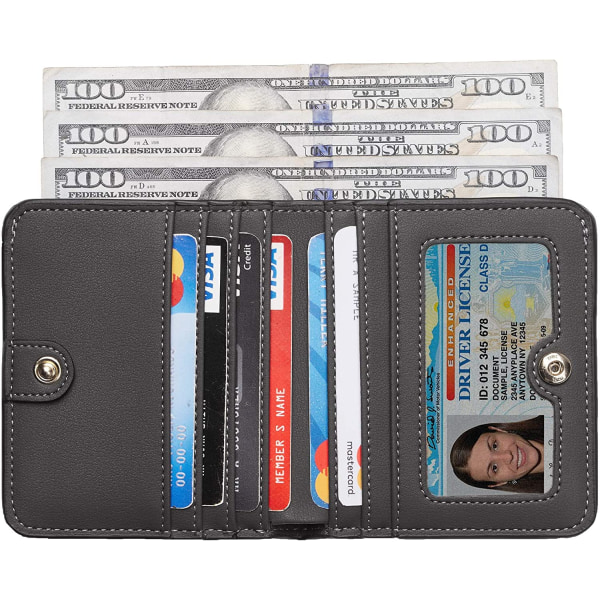 Lyxig plånbok i äkta läder med ficka för kvinnor Miniplånbok med ID-kortsfönster