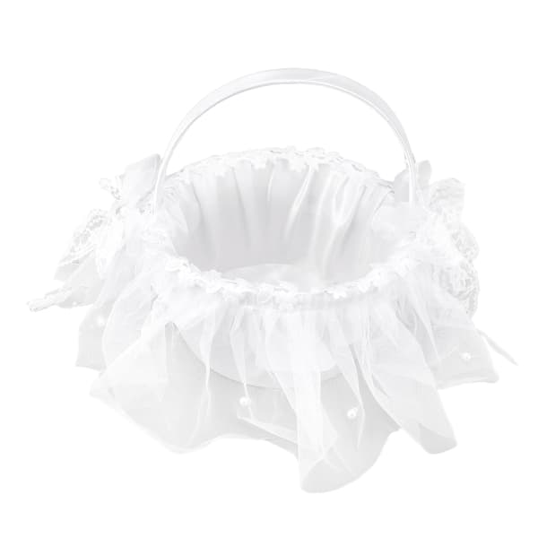 Vit Spets Klassisk Bröllop Blomsterflicka Korg Rosblad Ceremoni Tillbehör