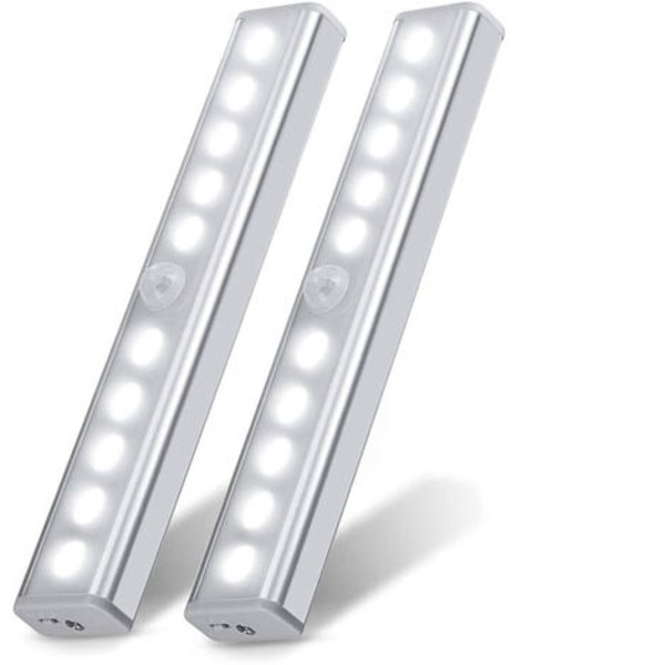 2 set 10 LED-valoa, langaton, USB ladattava, magneettinen, liiketunnistin, 2 valaistustilaa, kannettava. vaatekaapin valo,