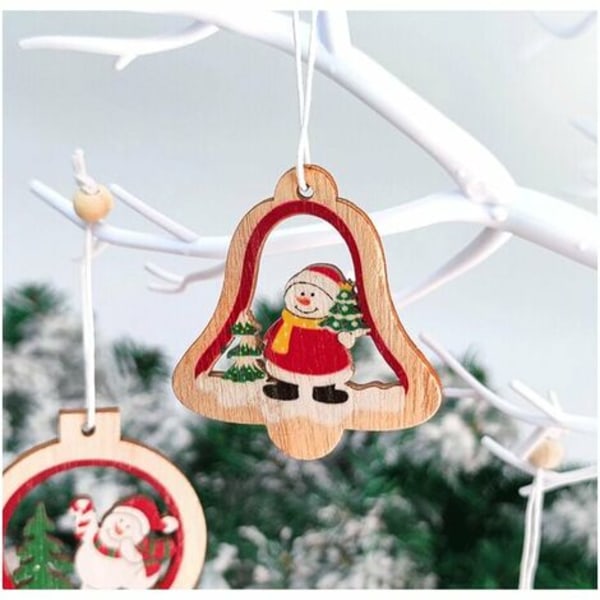 24 stk træ julevedhæng, hul julemandsvedhæng, snemandsvedhæng Ornamenthåndværk, juletræspynt
