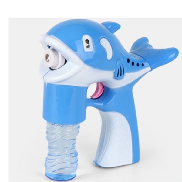 Dolphin Bubble Machine -lapset pitelevät Gatlingin sähkökuplapyssyä vedenpitävillä pojilla ja tytöillä (yksi Dolphin Bubble Gun-Blue [laatikko])