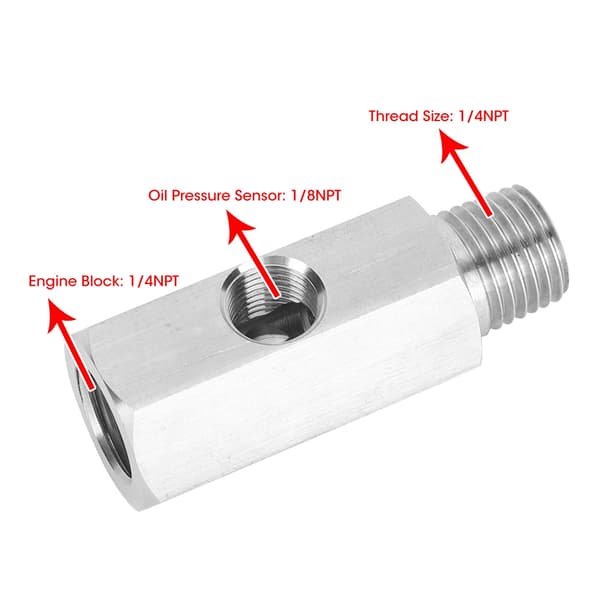 Universal Bilmotor Cylinder 1/4 NPT Adapter 1/8 T304 Rustfrit Stål Olietryk Måler