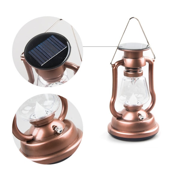 Campingljus, handvev nödcampingljus, utomhussolljus (16 LED-solljus ~ bronsvitt ljus)