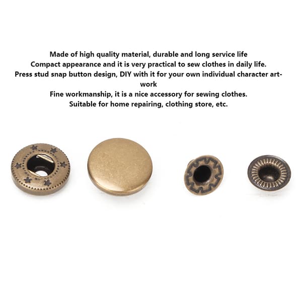 15 mm metalltryckknappar med tryckknappar - set med 10 st