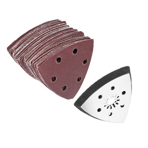 61-delars 90 mm trekantsslippappersset med 6 hål, multiverktyg