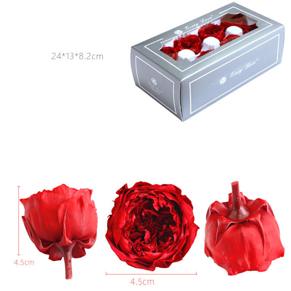 Konserverade Austin Rose 4-5cm8 blommor, Alla hjärtans dag present DIY blomlåda material (gul kant och grönt hjärta),