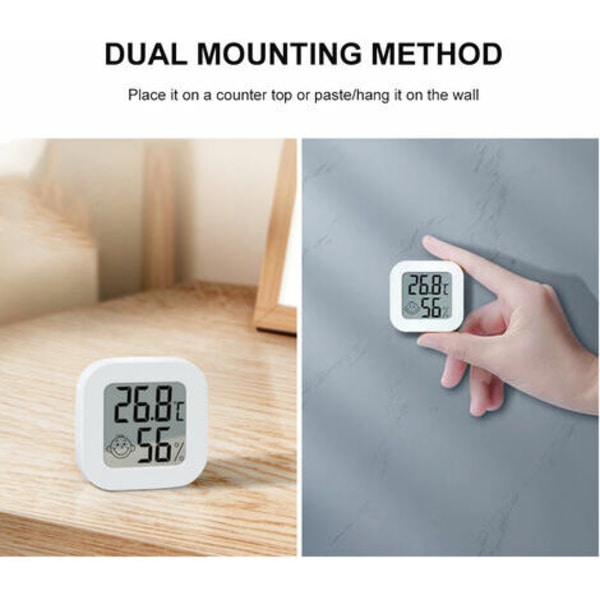 Kkmoon Mini indendørs termometer fugtighedsmonitor Digital LCD temperaturmåler sensor Hygrometer temperaturindikator Th
