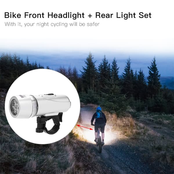 Vattentätt 5 LED Cykel Framlykta Bakre Säkerhetsljus Set Silver