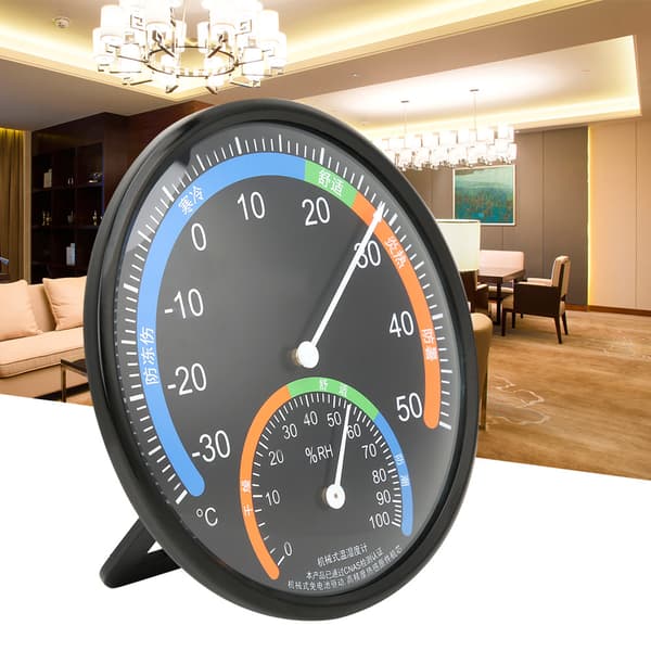 TH101 Sort Indendørs Udendørs Rund Pointer Termometer Hygrometer Temperatur Fugtighedsmåler