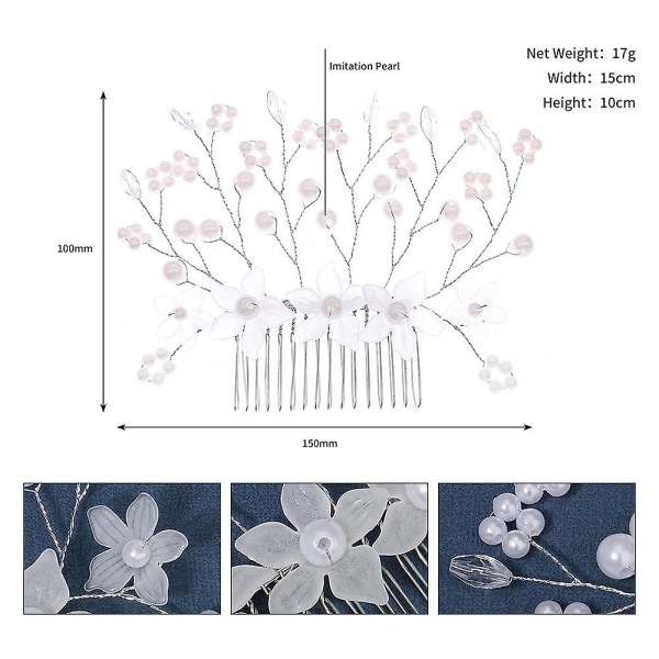 Akryl Blomster Indsæt Kam Håndperlet Hovedbeklædning Slørtilbehør Perlehårkam