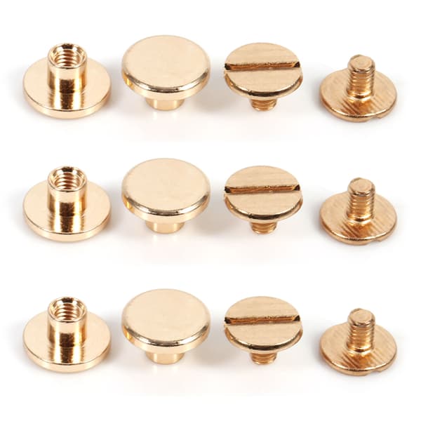 10 sæt 5 mm 6 mm 8 mm solid messingknap med skrue søm læderbælte DIY guld