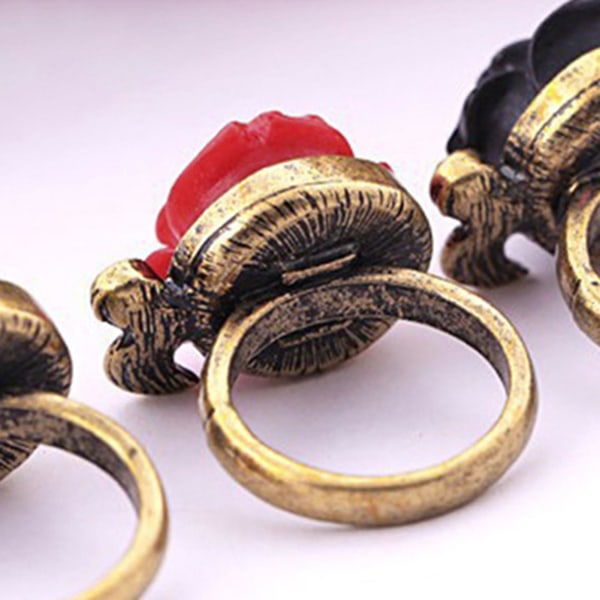 Ring Rose Leaf Elegant Vintage Women Rhinestone Ring For Dating Red