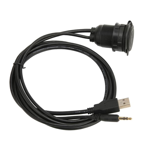USB 2.0 3.5mm AUX Forlængerkabel Han til Hun Flush Mount til Bil Cykel