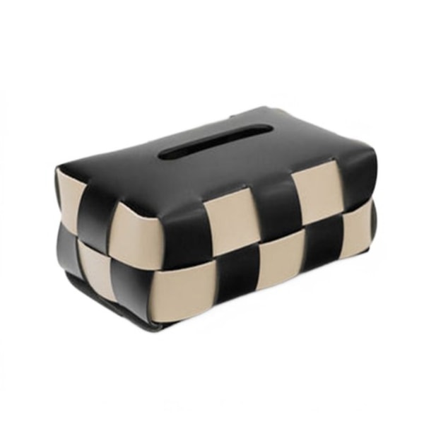 Antik svart och vit schackbräde Tissue Box, Läder Tissue Box (präglad svart)