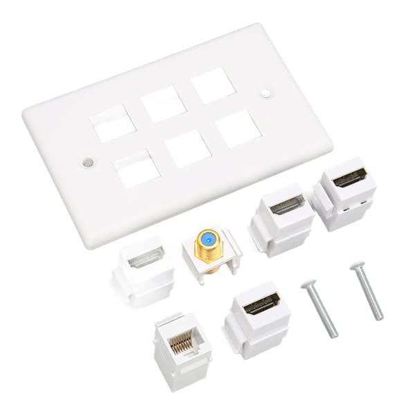 6 Portars HDMI CAT6 Ethernet Väggplatta för Hemmakontor