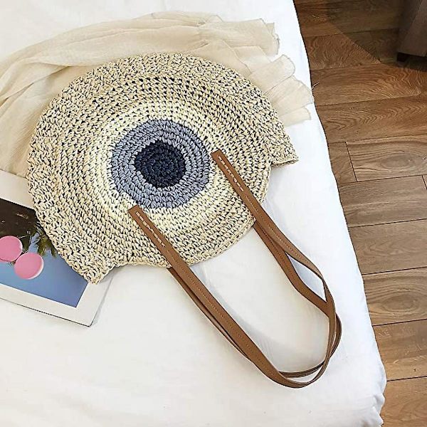 Olkilaukku naisille, suuret olkilaukut kudottu Käsintehty kantolaukku Kesäinen olkilaukku Bohemian Crossbody Bag A916-695 A
