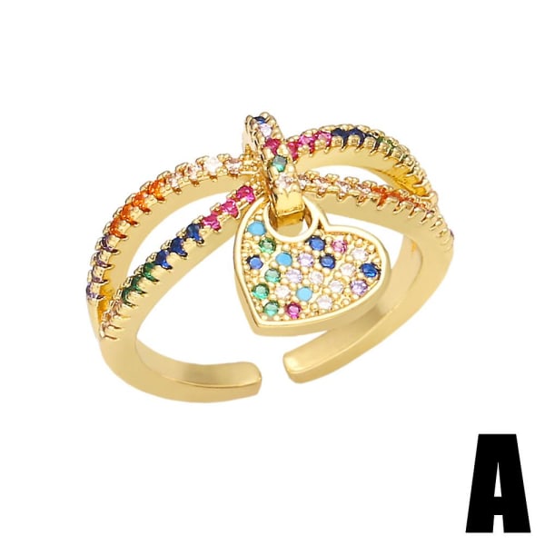 Ring Vintage Zircon Heart Stud Modesmycken Ac8571 B