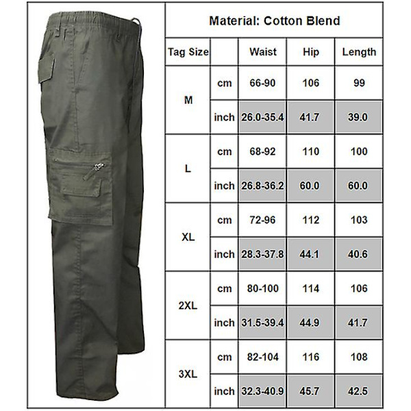 Ensfarvet Cargo Straight-bukser til mænd Army Green M