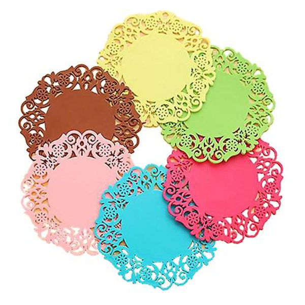 2 X 6 st Spetsblomma doilies Silikonunderlägg Tekoppsmattor Pad isolering bordstablett