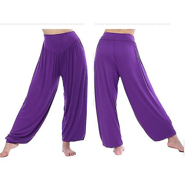 Yogabukser med brede ben til kvinder Purple M