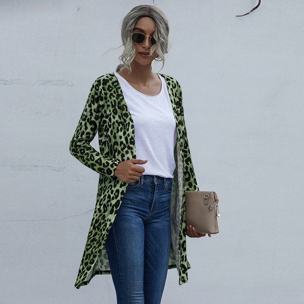 skjortejakke med leopardtryk til kvinder green L