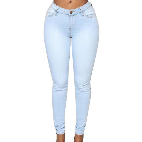 skinny high waist stretch jeans til kvinder Light blue X