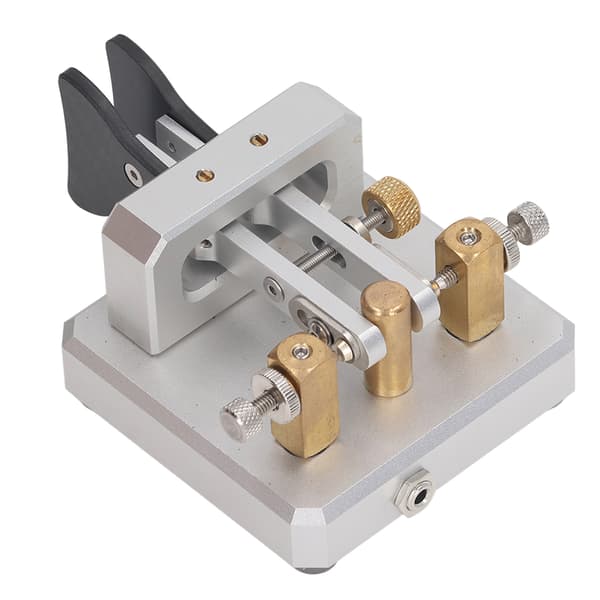 Morse Code Key Dubbel Paddel Automatisk CW Kortvåg Telegraf Tapper Träning Silver