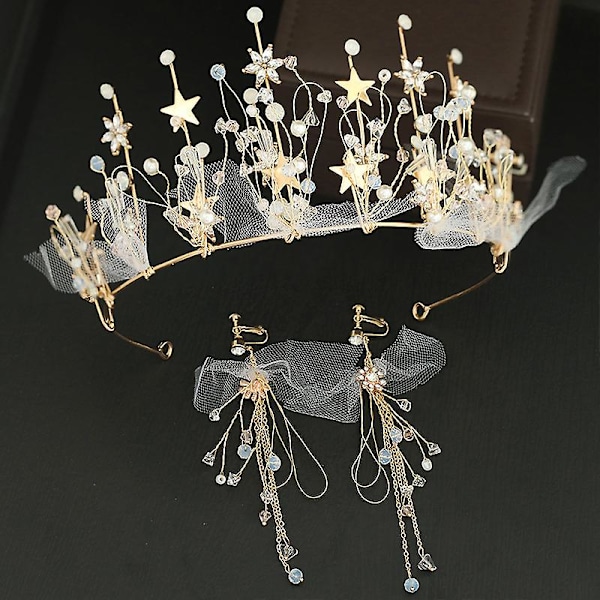 Pearl Crown pandebånd med kvast øreringe Halvcirkulært design Elegant letvægts langvarig til
