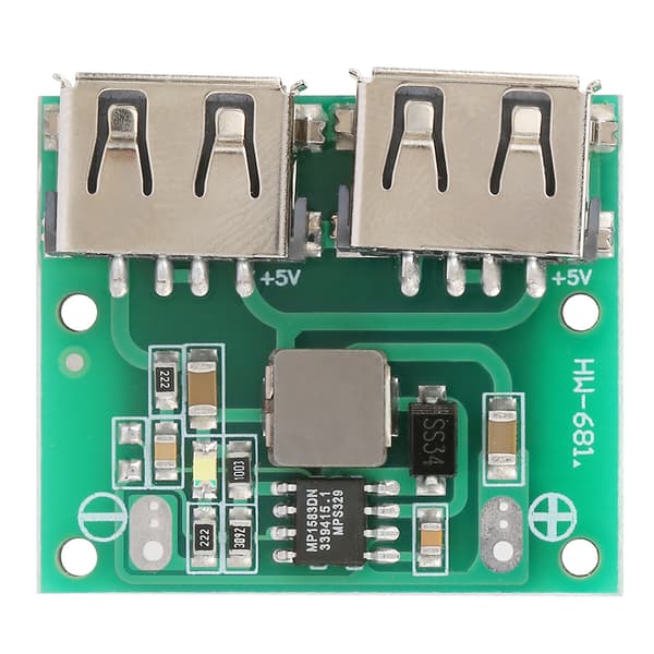 9V 12V 24V til 5V 3A DC Step Down Strømomformer Dobbelt USB Opladermodul