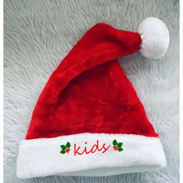 Julhatt med plysch med fläns (plyschhatt för barn)