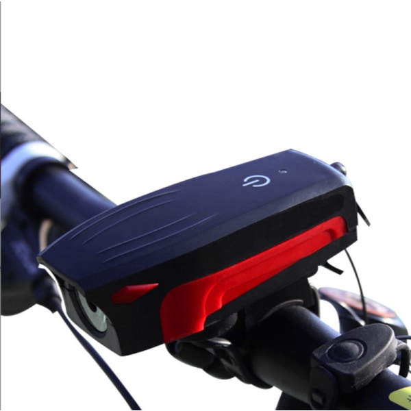 Ny vattentät cykelhornstrålkastare Mountainbikestrålkastare med kraftfull USB laddning med pekskärmsklocka (röd),