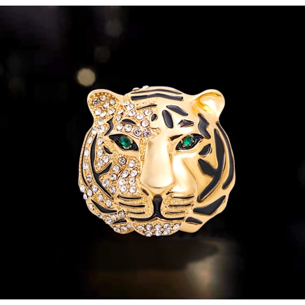 Europeiskt och amerikanskt guld high-end strass borr tiger brosch krage brosch retro herr corsage kläder kostym legering brosch