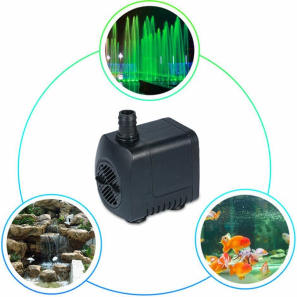 Akvariumpump LED-ljus dränkbar pump 800L/H Ultratyst akvariumdammtank Simbassäng Vattenfontänpump, EU Plus