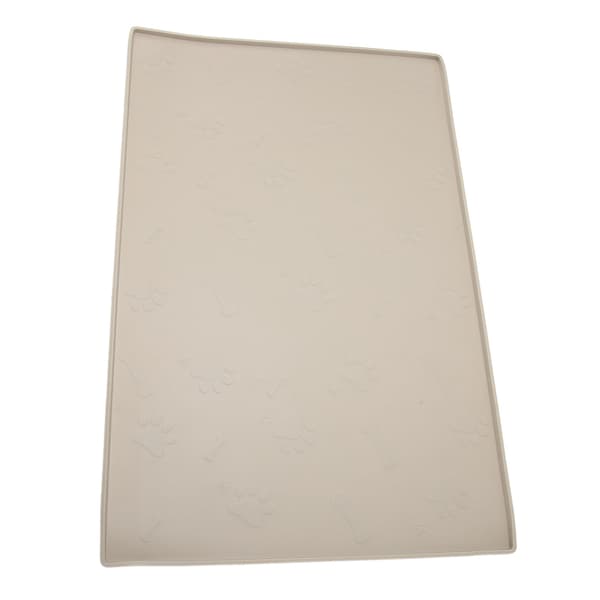 Fodermåtte til kæledyr, skridsikker, vaskbar, tåler opvaskemaskine, silikone, stor hundevandskålsmåtte, beige
