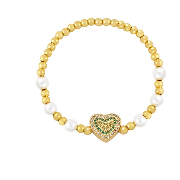 Armbånd Vintage Zircon Heart Stud Fashion smykker Ac8908 Green
