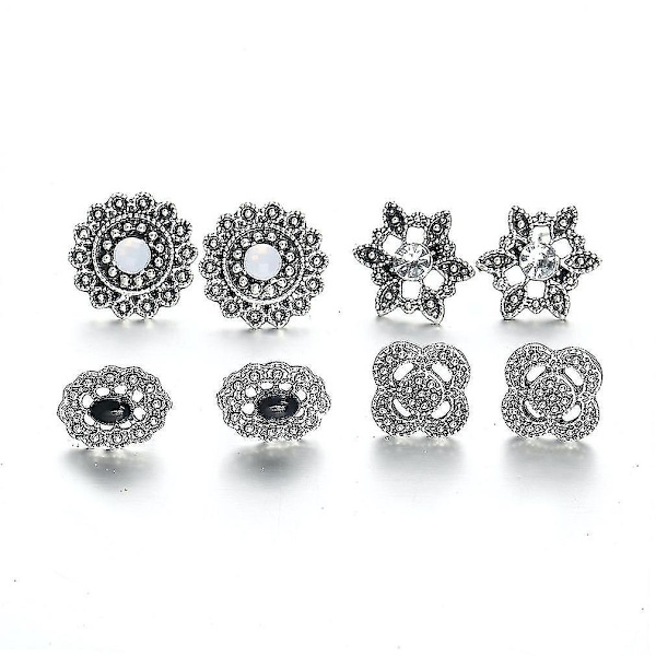 4st öronproppar Set Opal Flower Ear Studs För Bröllop