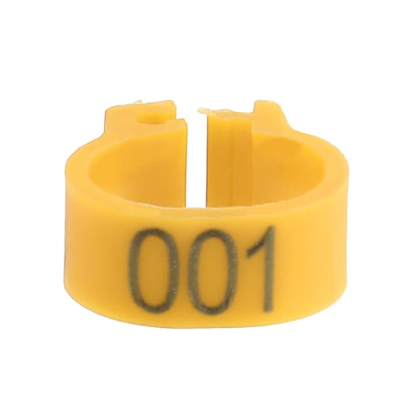 100 st 8 mm Numrerade 001-100 Plast Duva Benringar Gul