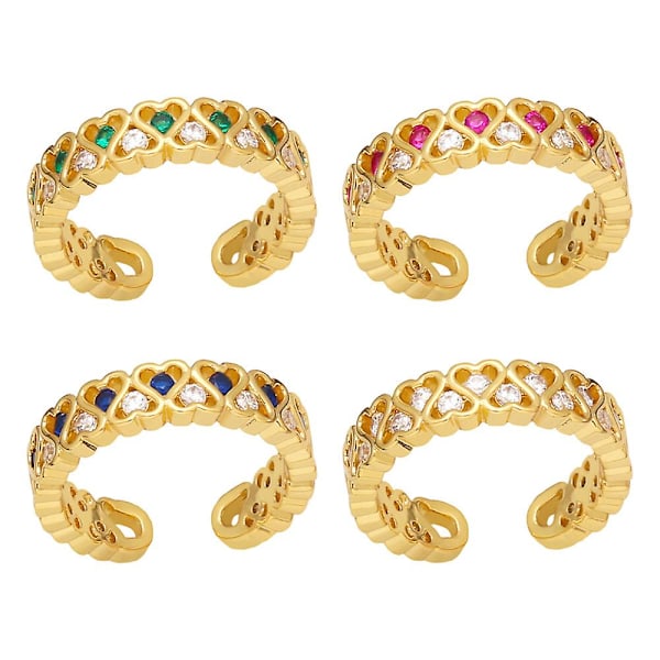 Ring Vintage Zircon Heart Stud Modesmycken Ac9721