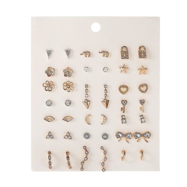 21 par øreringe sæt ferskenhjerte geometrisk perleplet diamantlegeringssmykker til ceremoni