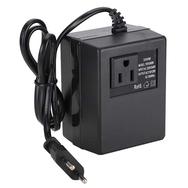 300W Strømtransformator Spenningsomformer AC 220V til 110V EU Pluggadapter
